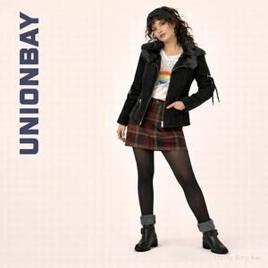 Unionbay‎ Engineer Ankle Boots Buckle Sweater Cuff Lug Sole Side Zip Black 7.5